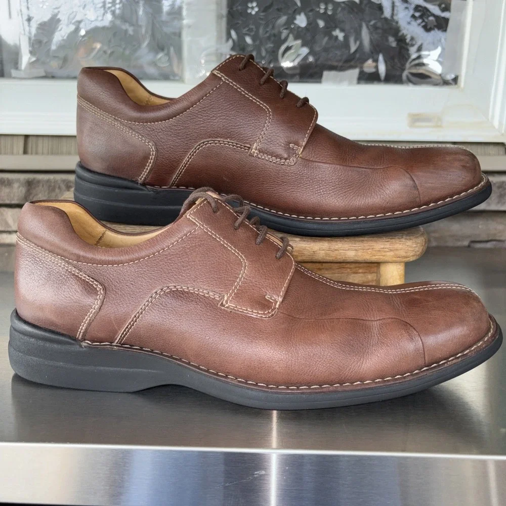 Johnston & Murphy Brown Sheepskin Lined Leather Oxford Shoes Men's 13 M Brazil